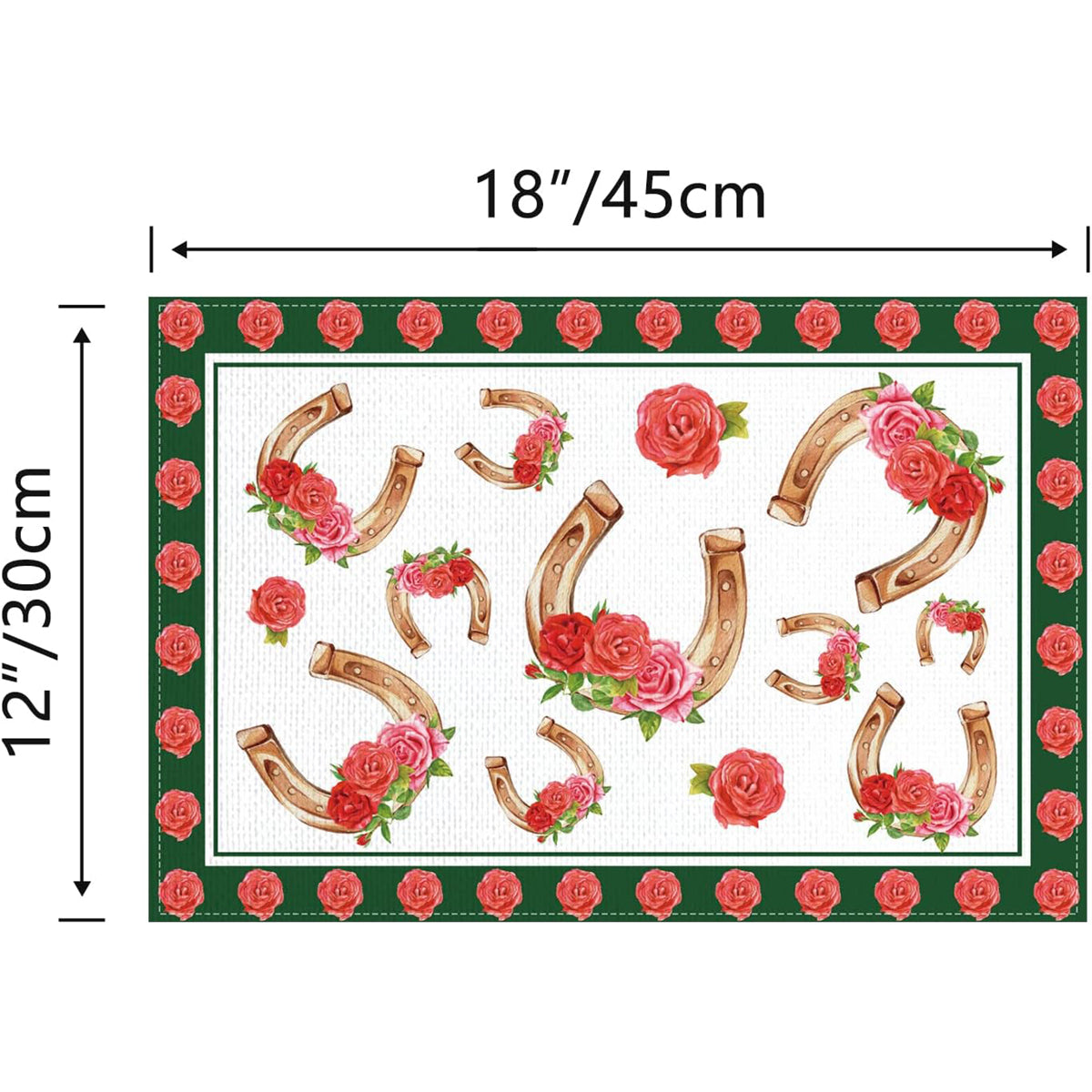 UNITEDSTA Rose Kentucky Horse Derby Placemats Set of 6 Race Rustic Festival 12 x 18" for Kitchen, Dining, Decos, Party Supplies, Outdoor Indoor Festival