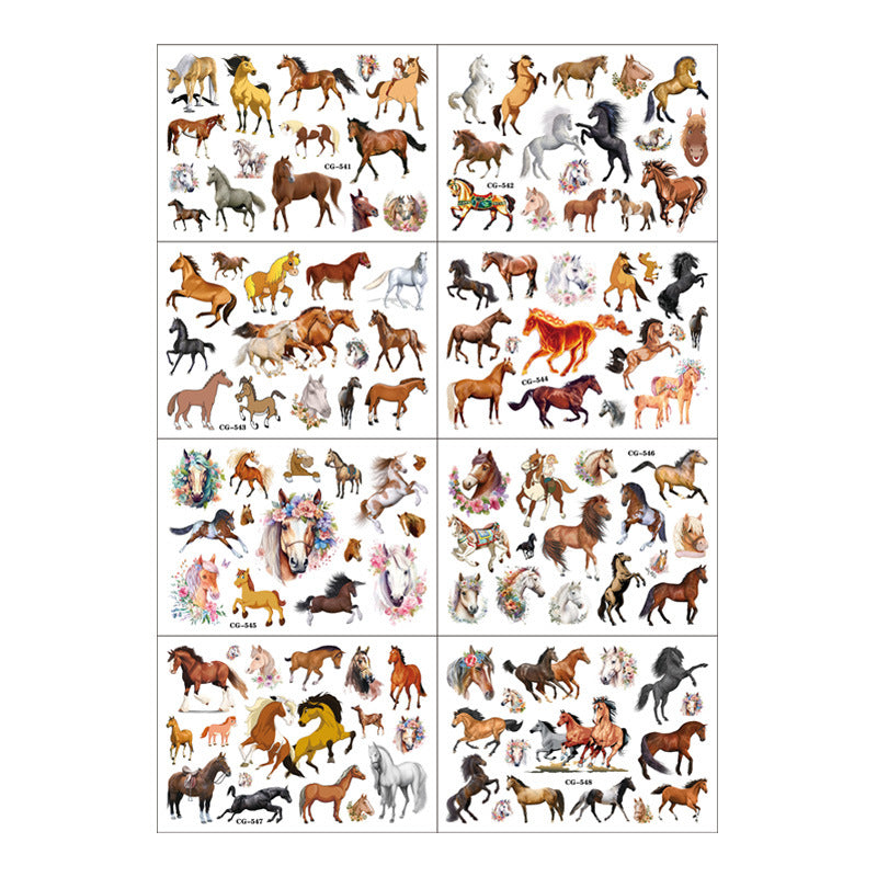 UNITEDSTA Horses Temporary Tattoos for Kids Birthday Party Supplies Favor 125 Pcs Stickers Super Cute Gifts Kentucky Rose Decorations Girls Boys Cowgirl Classroom School Prizes Themed