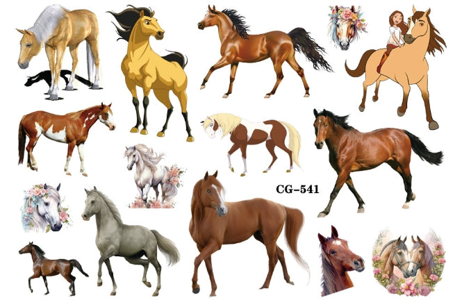 UNITEDSTA Horses Temporary Tattoos for Kids Birthday Party Supplies Favor 125 Pcs Stickers Super Cute Gifts Kentucky Rose Decorations Girls Boys Cowgirl Classroom School Prizes Themed