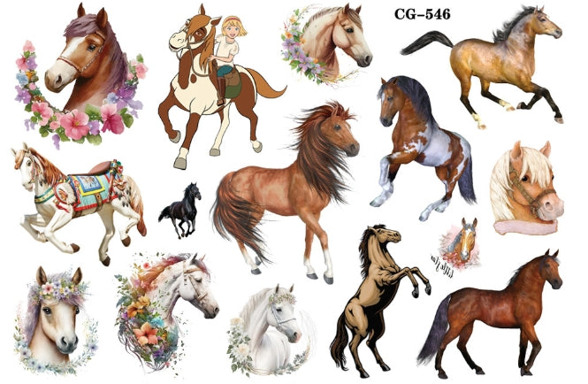 UNITEDSTA Horses Temporary Tattoos for Kids Birthday Party Supplies Favor 125 Pcs Stickers Super Cute Gifts Kentucky Rose Decorations Girls Boys Cowgirl Classroom School Prizes Themed