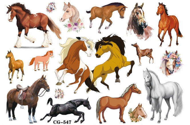 UNITEDSTA Horses Temporary Tattoos for Kids Birthday Party Supplies Favor 125 Pcs Stickers Super Cute Gifts Kentucky Rose Decorations Girls Boys Cowgirl Classroom School Prizes Themed