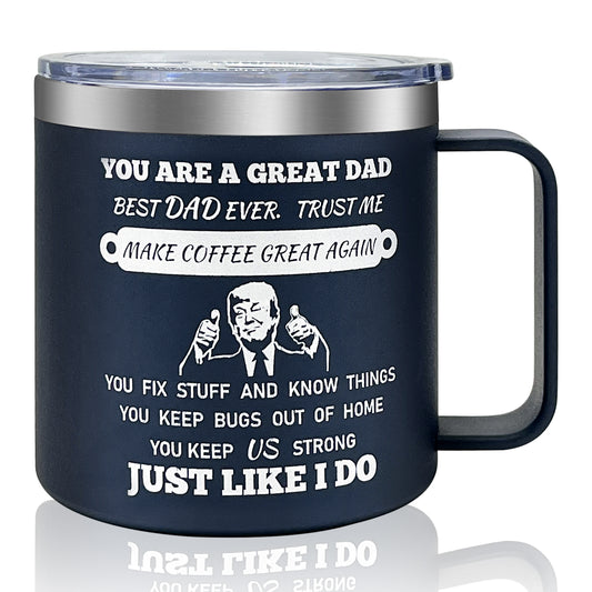 UNITEDSTA Trump Mug, Gift for Dad from Son, Daughter, Father's Day Gifts, 14 Oz Birthday Funny Gifts for a 110% Donald Trump supporter, Make Coffee Great Again, Elon Musk's recommendation, Dark MAGA, Fight, Fight, Fight!